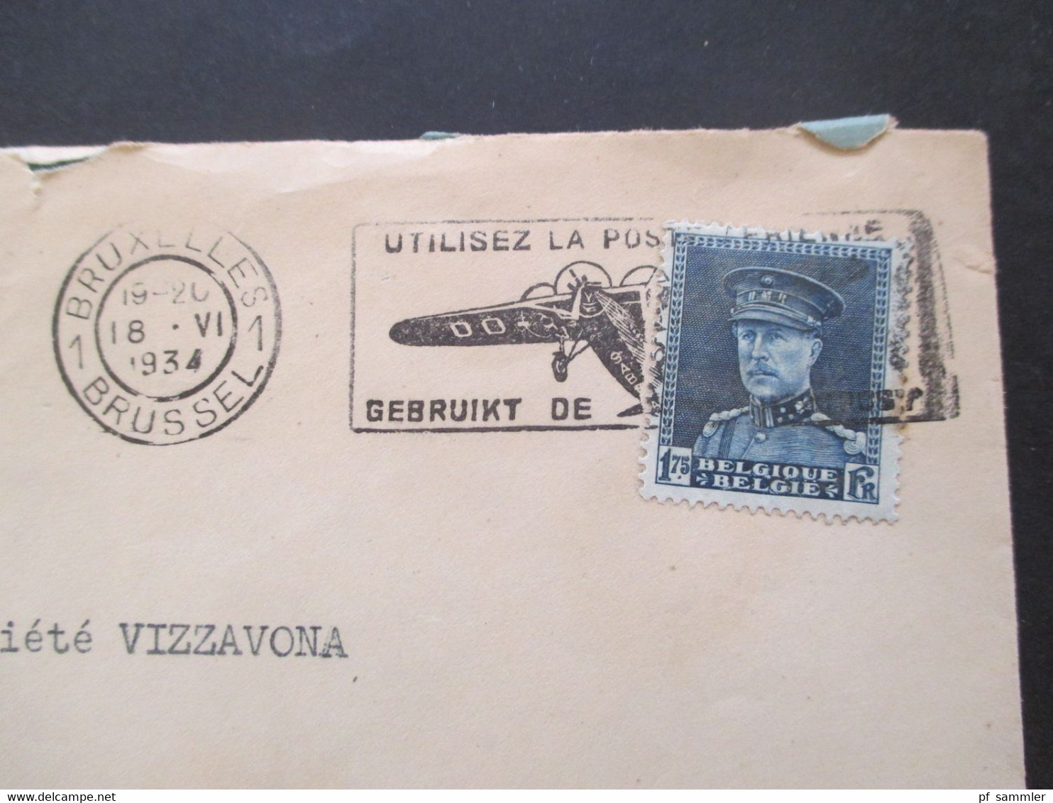 Belgien 1934 König Albert I. Nr.308 EF Umschlag Les Beaux-Arts Journal D`Information Artistique Auslandsbrief Nach Paris - Briefe U. Dokumente