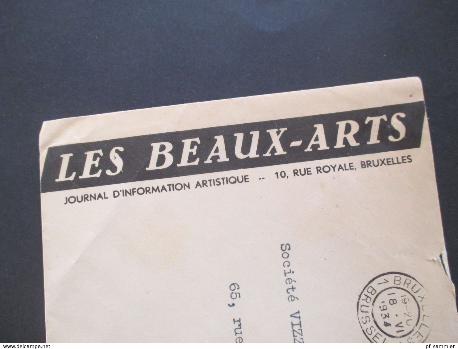 Belgien 1934 König Albert I. Nr.308 EF Umschlag Les Beaux-Arts Journal D`Information Artistique Auslandsbrief Nach Paris - Brieven En Documenten