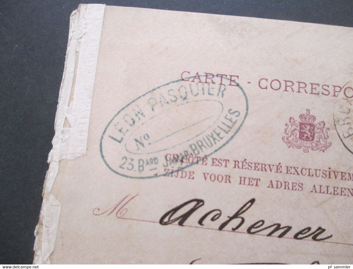 Belgien 1879 Ganzsache P 10 ?! Mit Zusatzfrankatur Leon Pasquier Bruxelles Nach Rhode... - Postkarten 1871-1909