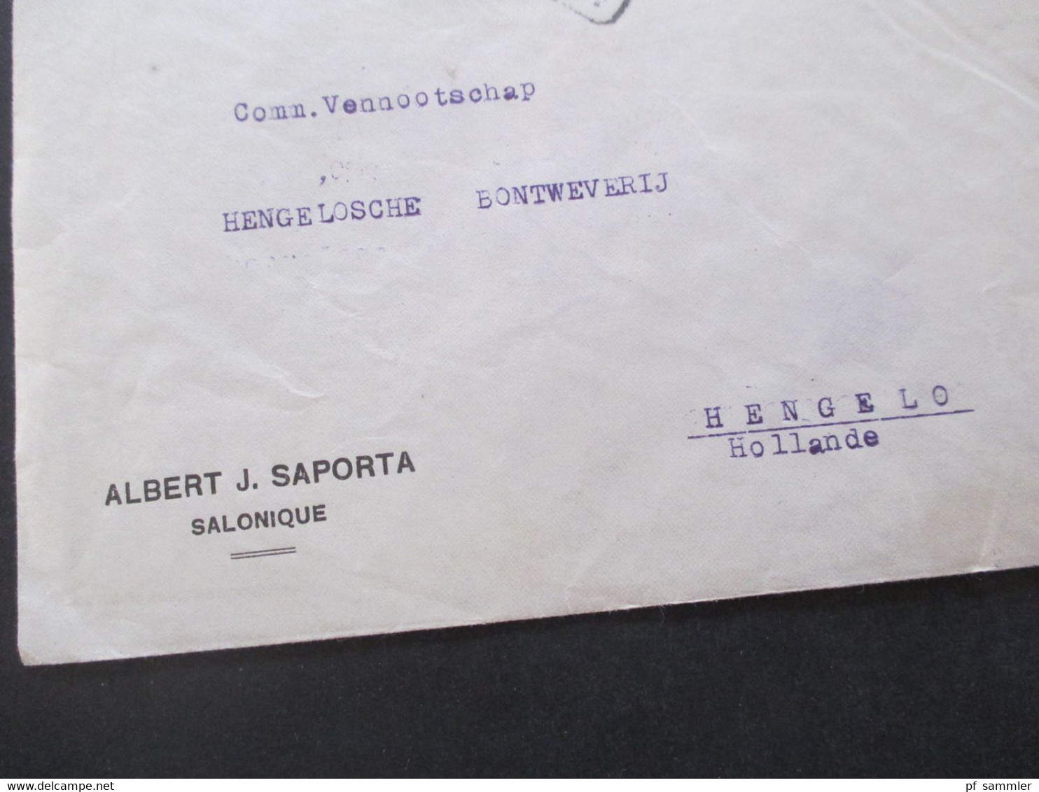 Griechenland Um 1914 Freimarken Hermes Und Iris Nr. 199 (5) MeF Albert J. Saporta Salonique Nach Hengelo Niederlande - Cartas & Documentos