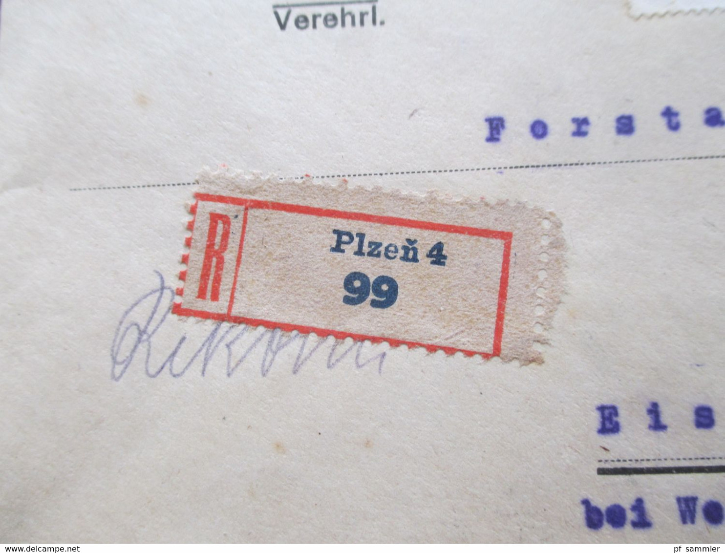 CSSR Um 1920 Nr. 161 MiF Freimarken Republik Einschreiben Plzen Pilsen Simon Semmler Holzgrosshandlung Nach Eisendorf - Cartas & Documentos