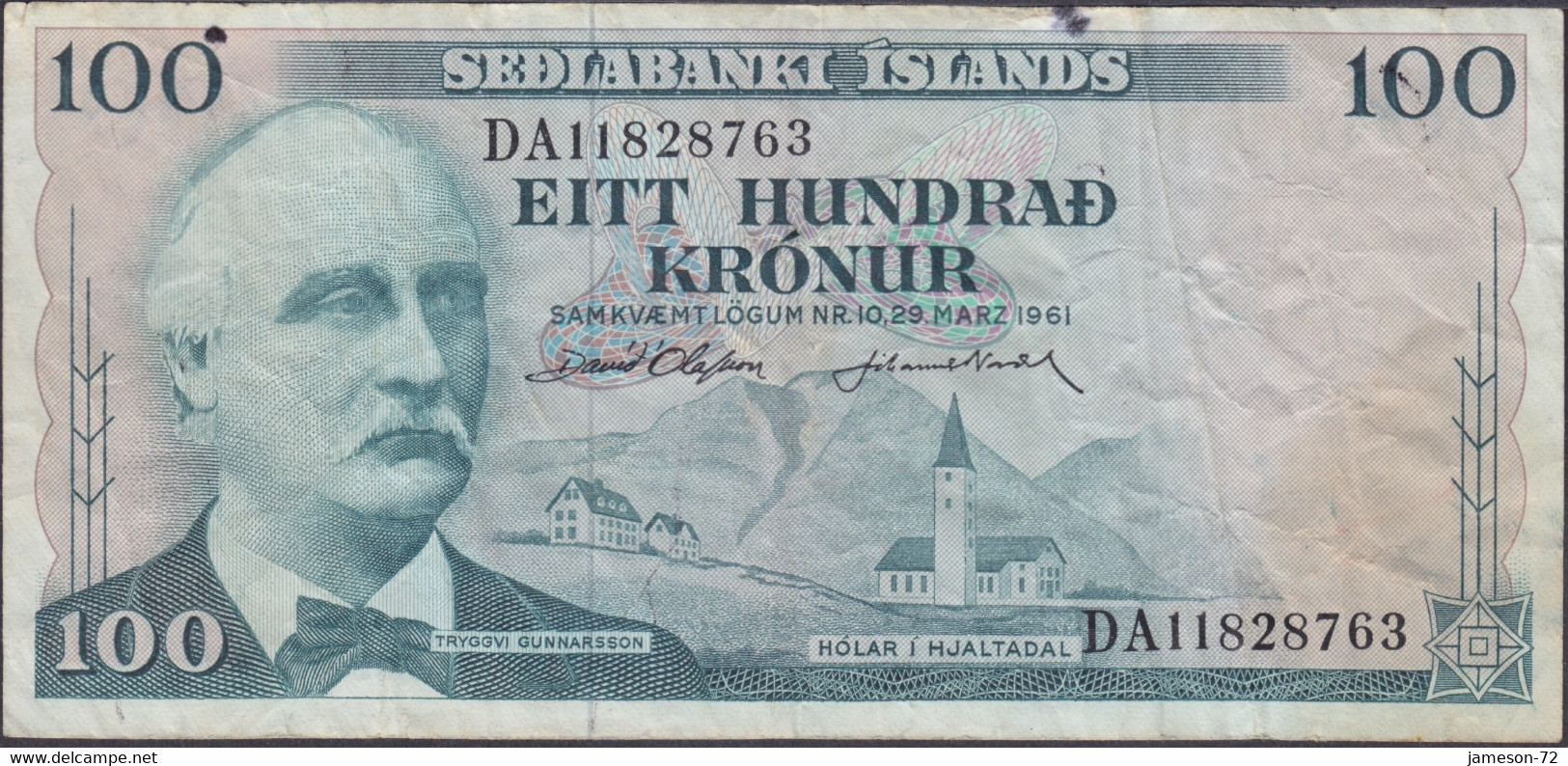 ICELAND - 100 Kronur L. 1961 P# 44 Europe Banknote - Edelweiss Coins - Islande