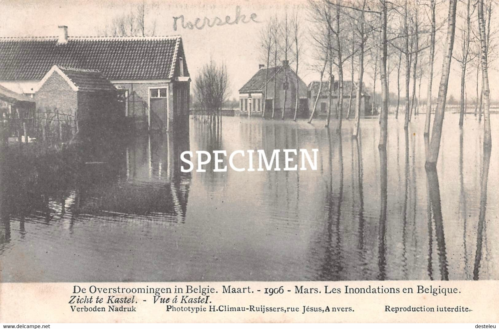 De Overstromingen In België 1906 Zicht Te Kastel -  Moerzeke - Hamme