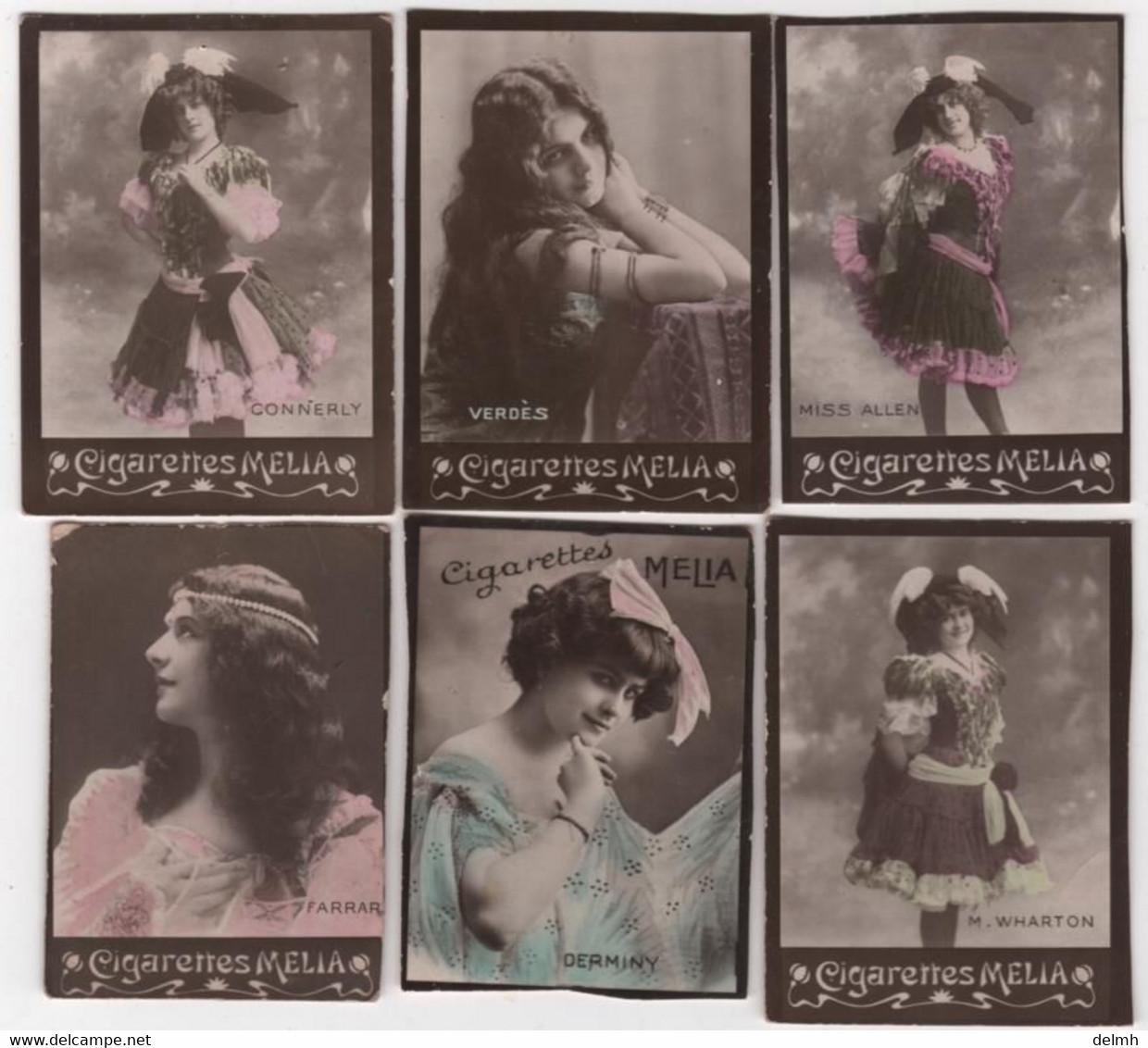 CARTES CIGARETTES MELIA ALGER Tirage E N° 7 Lot De 6 Artiste CONNERLY VERDES Miss ALLEN WHARTON FARRAR DERMINY - Melia