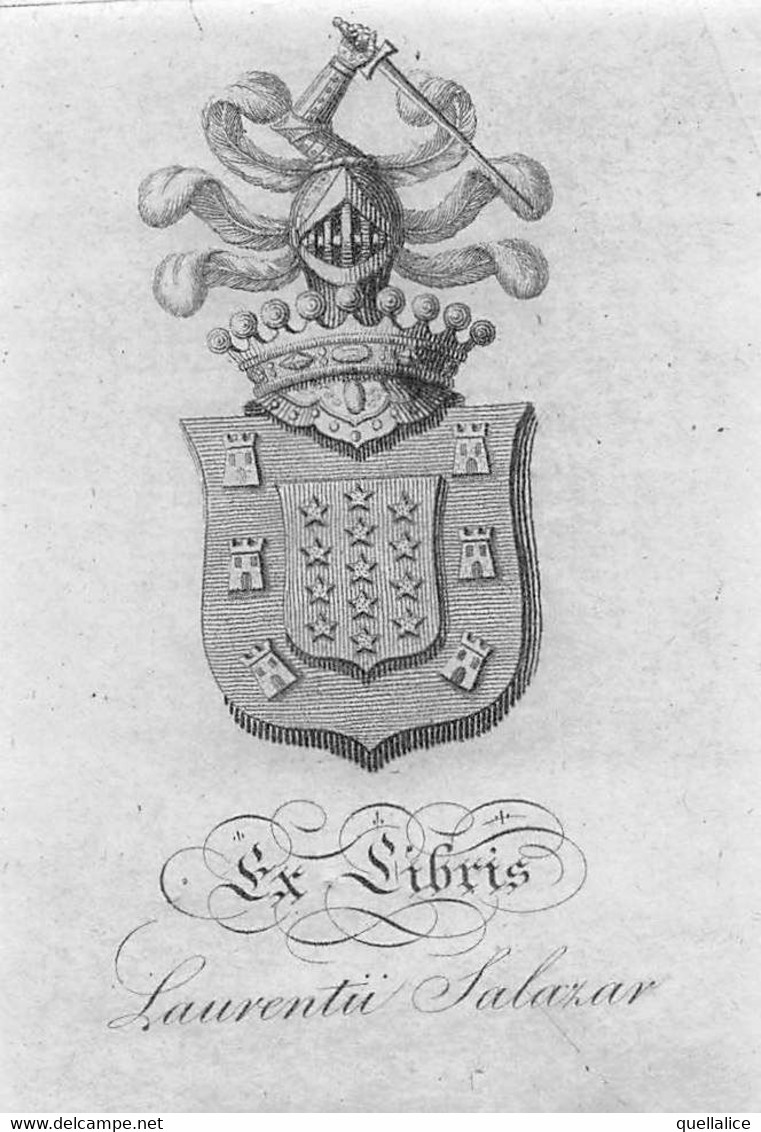 02083 "EX LIBRIS - LAURENTII SALAZAR"  STEMMA. ORIGINALE - Exlibris