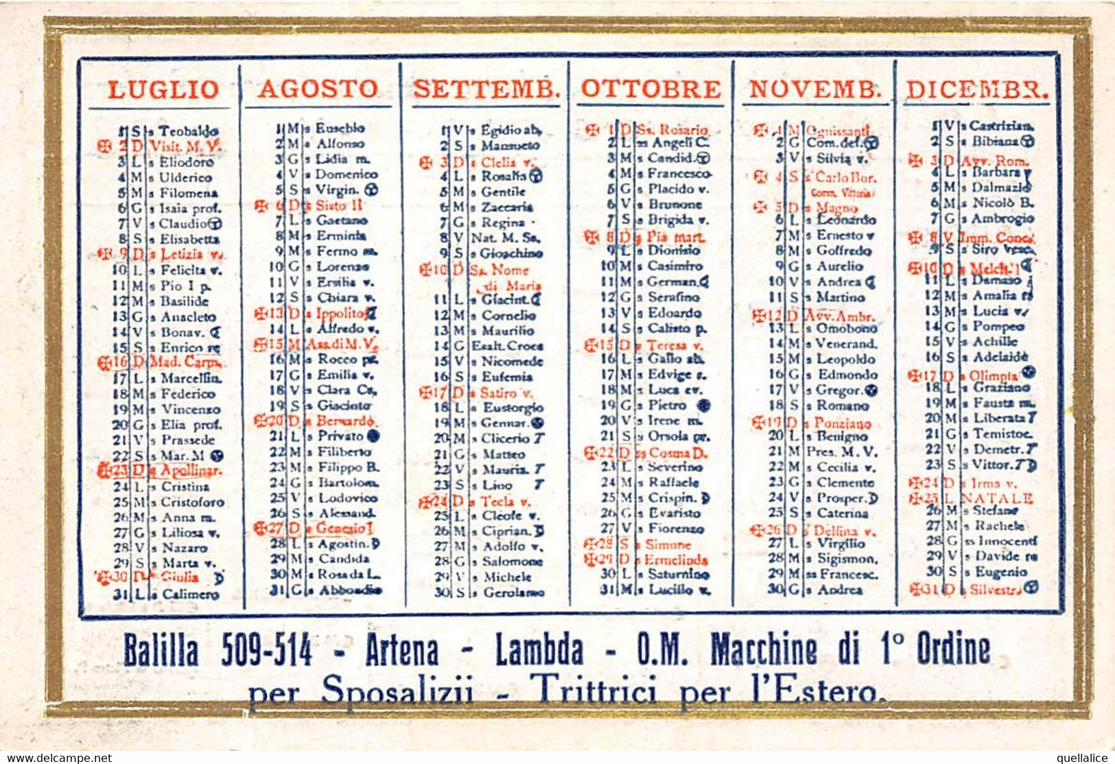 02089 "TORINO - DAVID AUTONOLEGGIO DI LUSSO CON E SENZA CONDUTTORE - CALENDARIETTO 1933" ORIG - Tamaño Grande : 1921-40