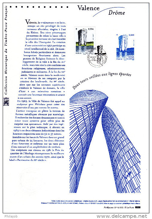 (Prix à La Poste = 5 €) " VALENCE / DROME " Sur Document Philatélique Officiel De 2013 . N° YT 4735. Parf état DPO - Monumenti