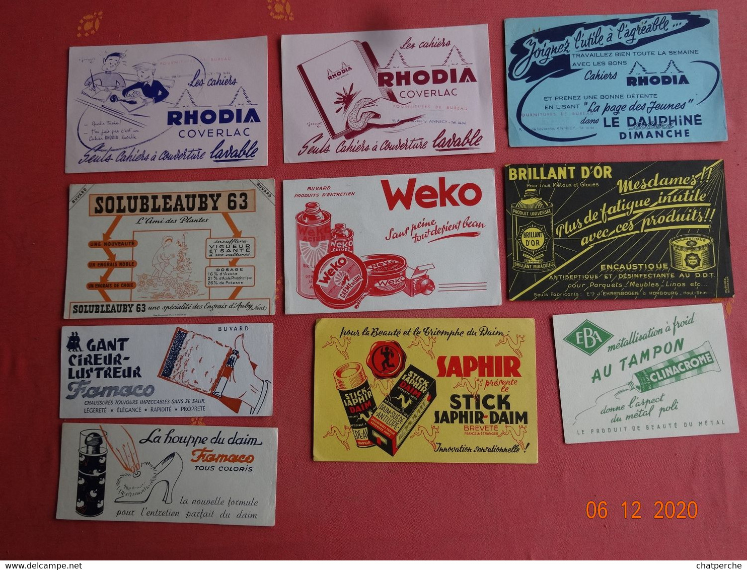 LOT 10 BUVARDS BLOTTING PAPER ENCAUSTIQUE SAPHIR DAIM FAMACO CLINACROME CIRE WEKO ENGRAIS SOLULEAUBY RHODIA CAHIERS - Collections, Lots & Series