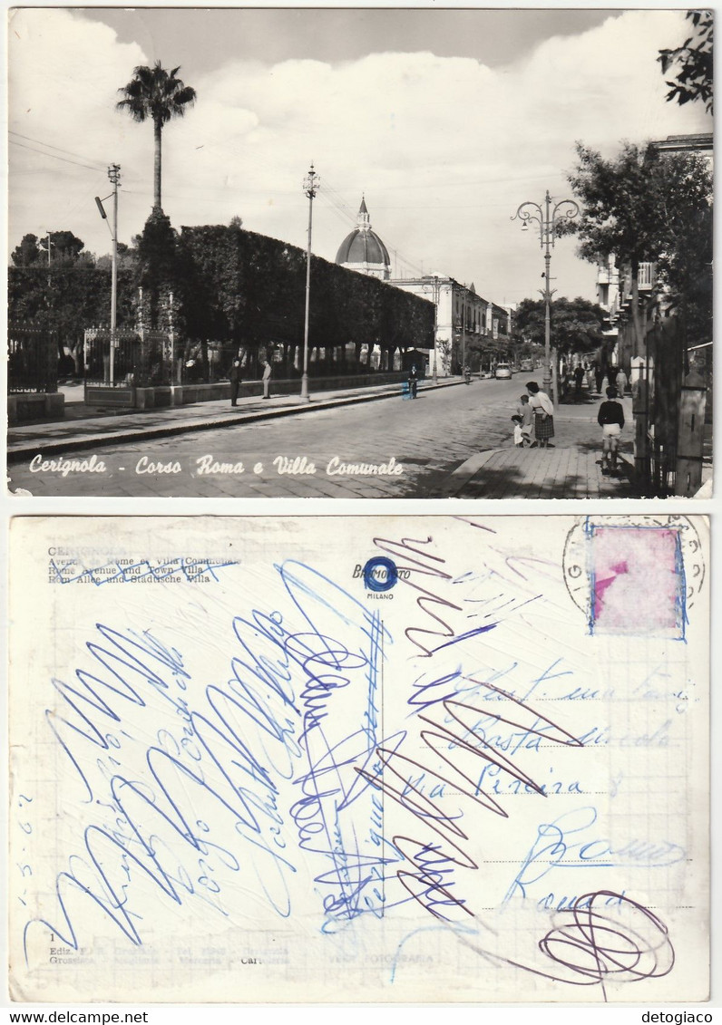 CERIGNOLA - FOGGIA - CORSO ROMA E VILLA COMUNALE - VIAGG. 1962 -53587- - Cerignola