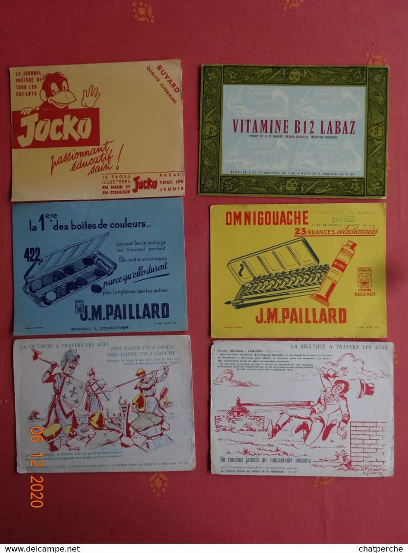 LOT 13 BUVARDS BLOTTING PAPER PERSONNAGES CÉLÈBRES MÉDECINE LEROY BATA TONIMALT IMA JOCKO B 12 OMNIGOUACHE SÉCURITÉ - Colecciones & Series