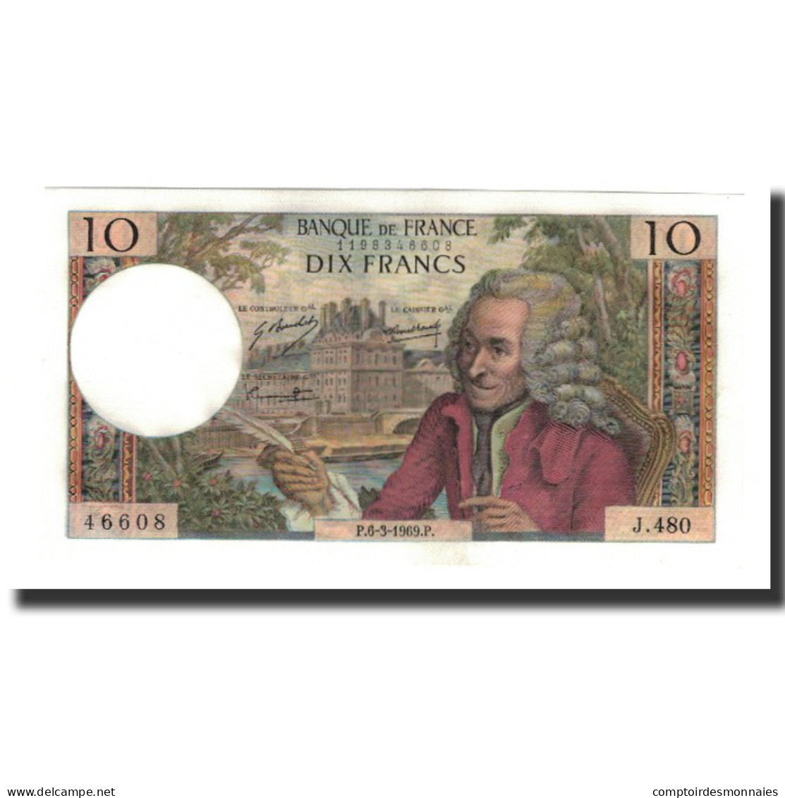 France, 10 Francs, 1969-03-06, NEUF, Fayette:62.37, KM:147c - 10 F 1963-1973 ''Voltaire''