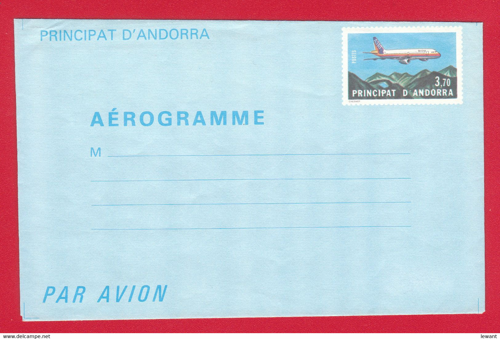 Andorra Aerogramme LF 1 – 1985 – Airbus A310, Moutains (EU) - Entiers Postaux & Prêts-à-poster