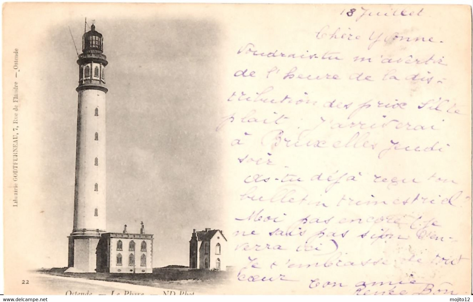 Oostende - Ostende - Vuurtoren  - Phare. 1902. Brussel - Bruxelles. - Oostende