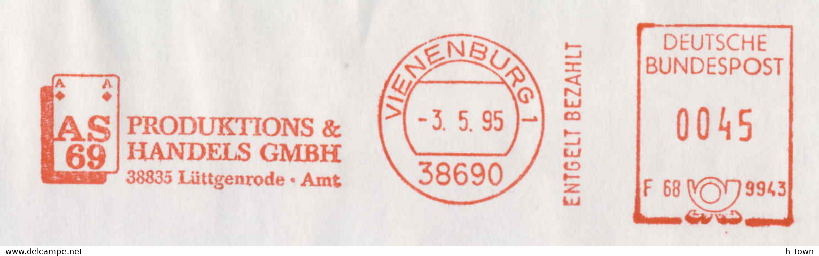 931  Jeu De Cartes: Ema D'Allemagne, 1995 - Playing Card Meter Stamp From Vienenburg, Germany. Ace AS 69 - Non Classés
