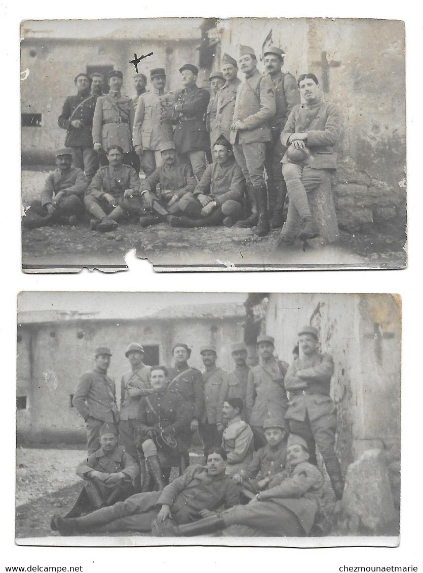 1918 NOMENY (54) FERME DES FRANCS - REGIMENT DE MILITAIRES TOUS NOMMES - LOT DE 2 PHOTOS 9*6 CM - Guerra, Militari