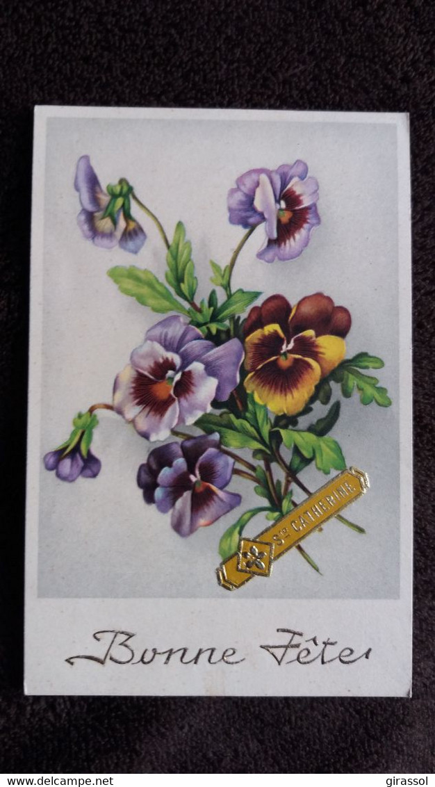 CPA CPSM STE CATHERINE BONNE FETE BOUQUET DE PENSEES ED COLORPRINT 6197 - Sainte-Catherine