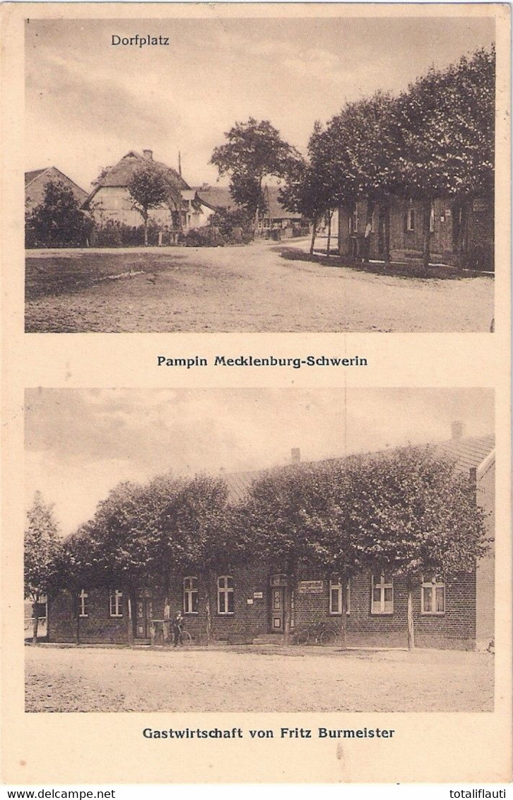 PAMPIN Mecklenburg Gemeinde Ziegendorf Parchim Dorfplatz Gasthof Burmeister 25.8.1938 Gelaufen TOP-Erhaltung - Parchim