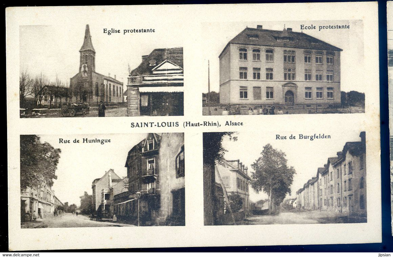 Cpa Du 68 Saint Louis église école Protestante , Rue De Huningue , Rue De Burgfelden    AVR20-34 - Saint Louis