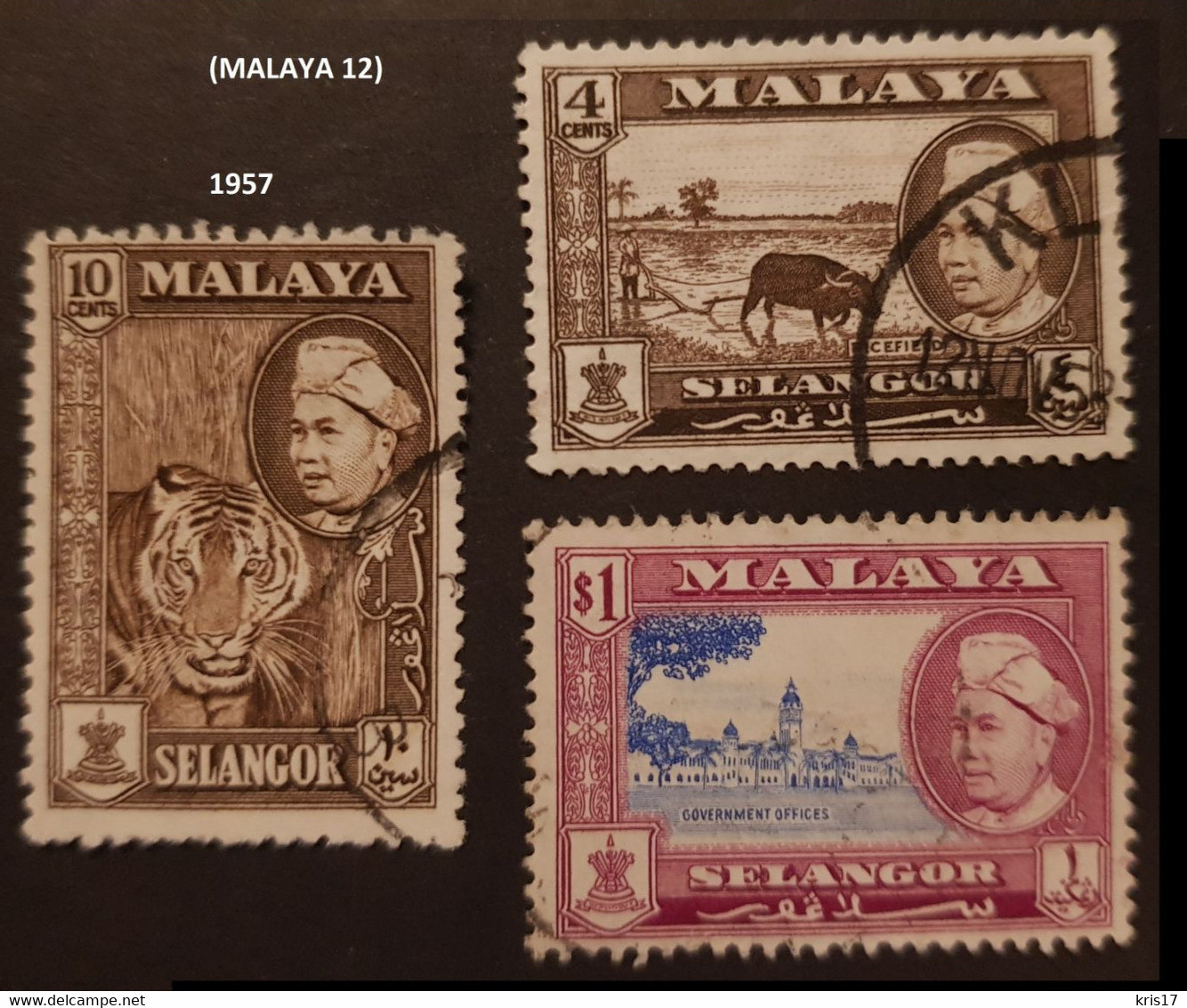 (ti) (MALAYA12) Malaisie, Malaya,SELANGOR 1957 - Malayan Postal Union