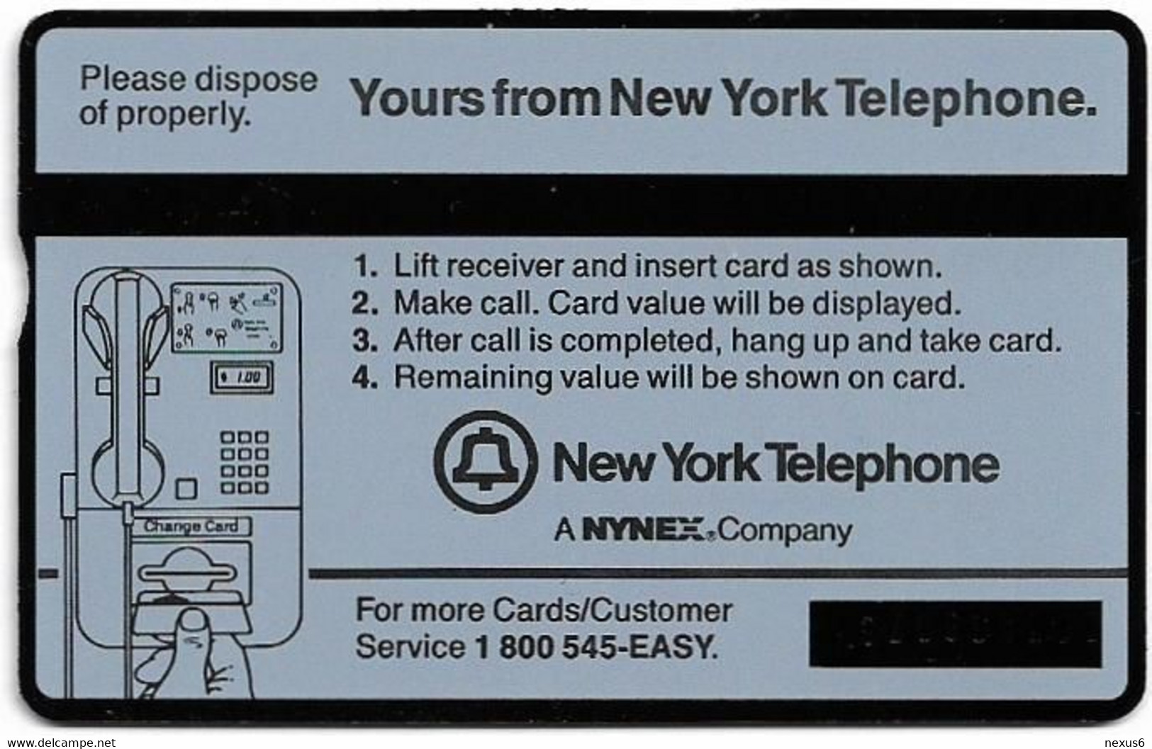 USA (Nynex N Y) - Skyline Black Letters - 212A, 1992, L&G, 43.659ex, Mint - [1] Holographic Cards (Landis & Gyr)