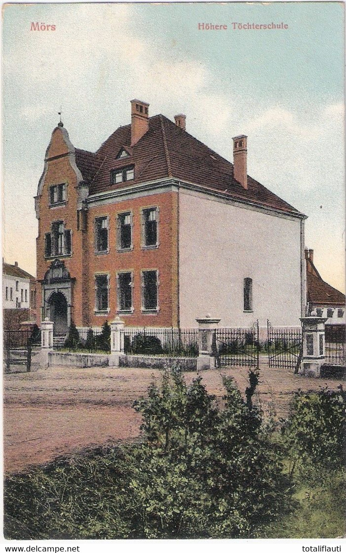 MÖRS Westfalen Höhere Töchterschule Color Feldpost Besatzung Belgien 10.2.1919 Gelaufen1 - Moers