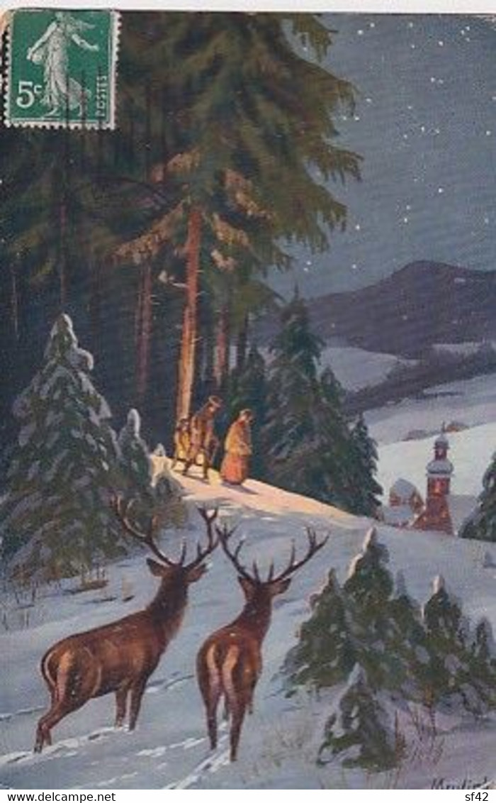 CERFS ET PAYSAGE HIVERNAL      MAILICK - Mailick, Alfred