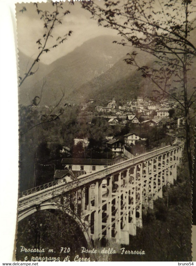 Cartolina   PROCARIA è Una Frazione Del Comune Di CERES Prov Torino Ponte Della Ferrovia E Panorama Di Ceres Anni 50 - Potenza