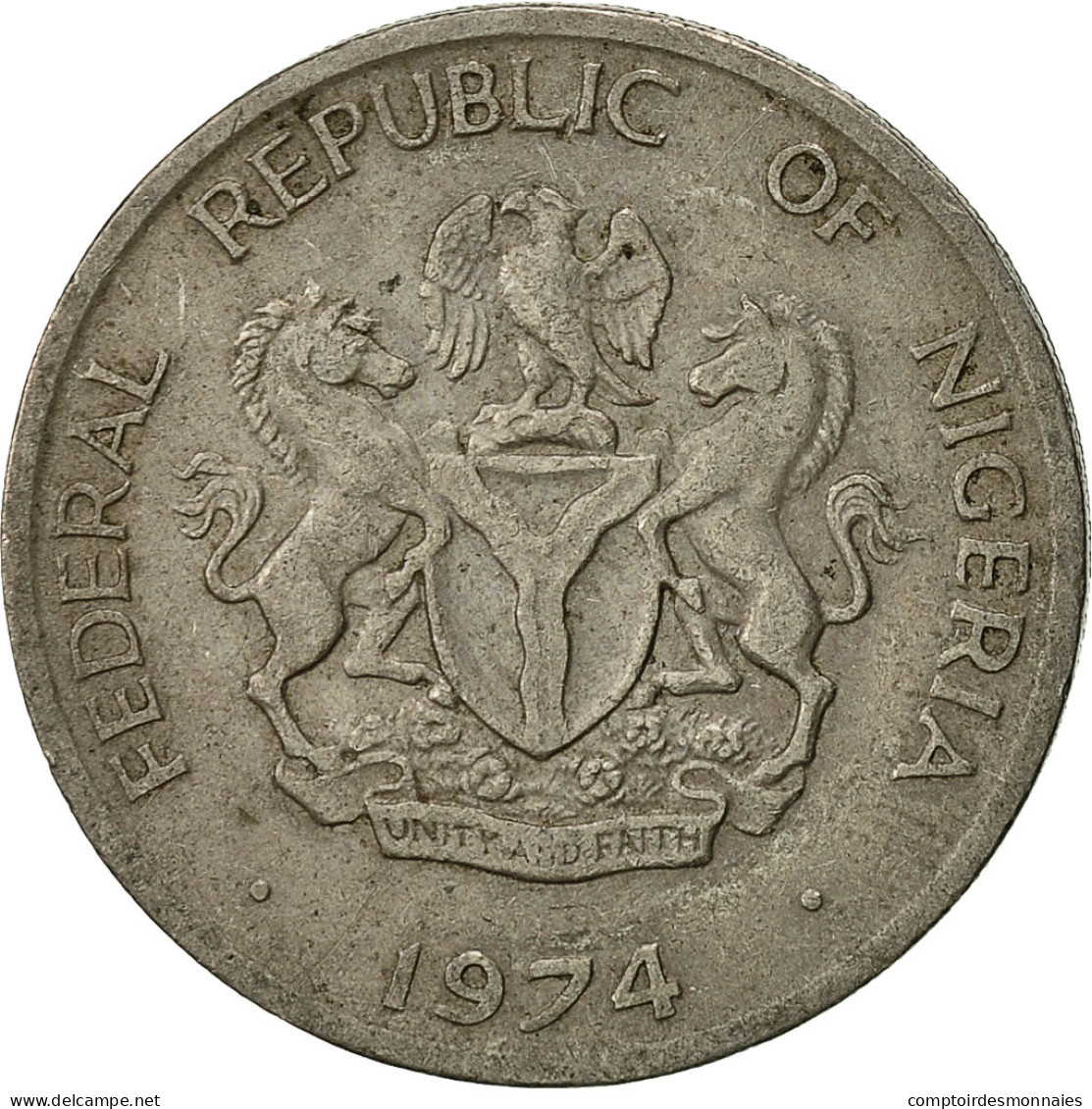Monnaie, Nigéria, Elizabeth II, 10 Kobo, 1974, TTB, Copper-nickel, KM:10.1 - Nigeria
