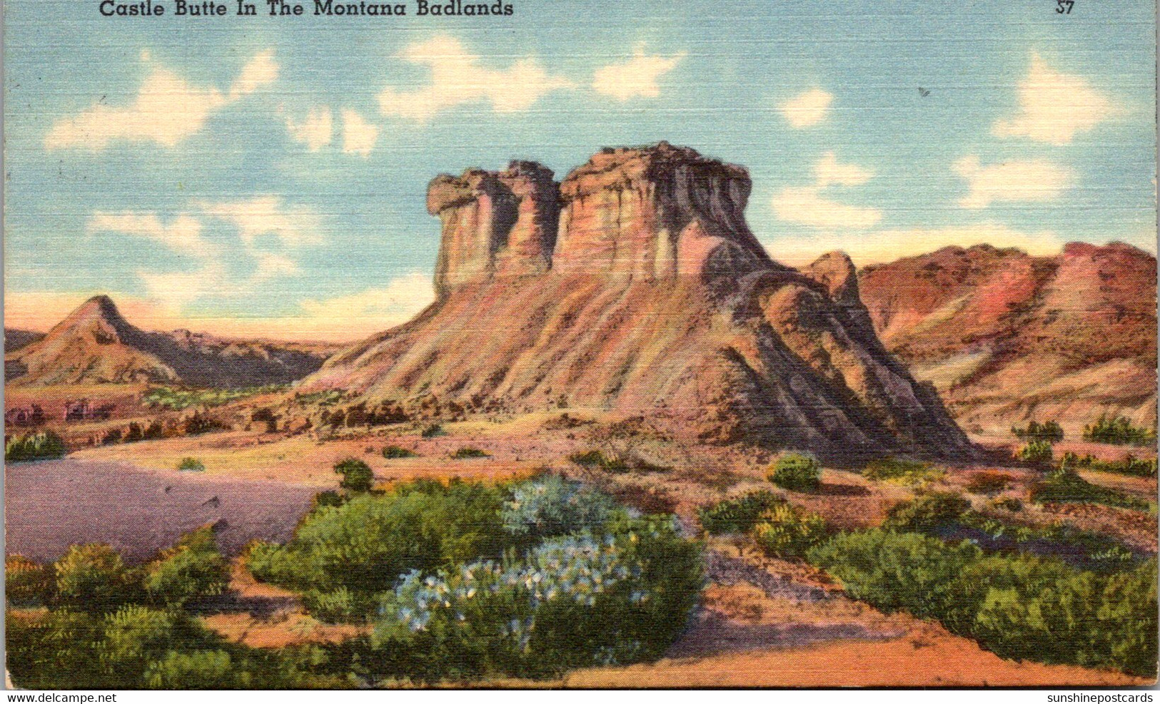 Montana Castle Butte In The Badlands 1953 - Butte