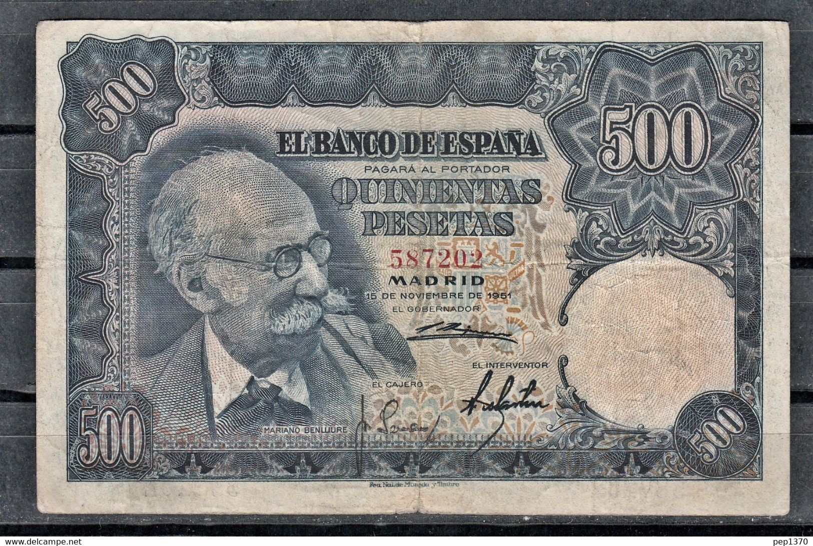 BILLETE DE 500 PESETAS DE 1951 - MARIANO BENLLIURE - BONITO Y SIN SERIE - 500 Pesetas