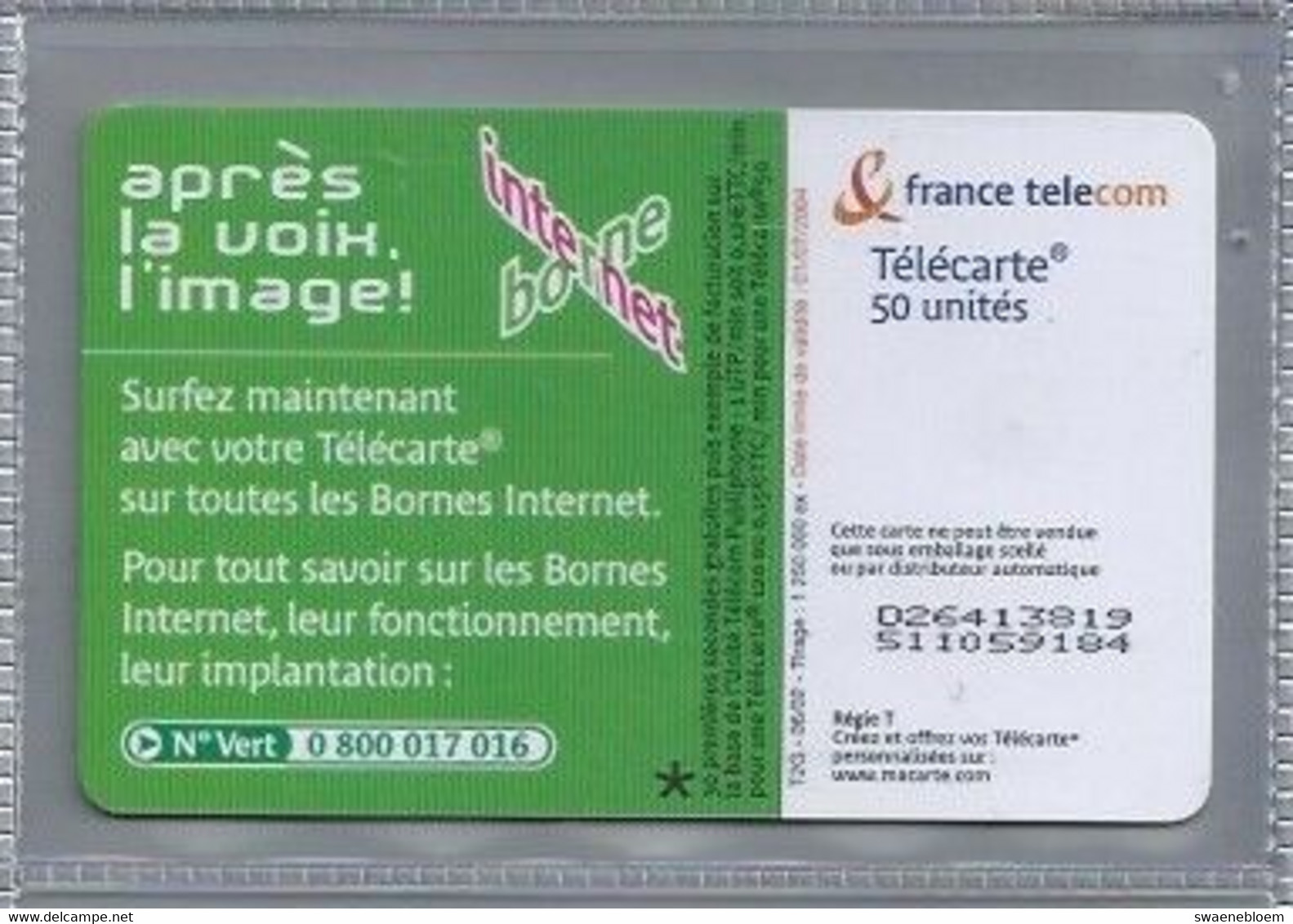 FR.- France Telecom. Télécarte. BORNE INTERNET. Le SURF Sur Internet En Quelques Clics Avec Une Simple T  .50 Unités. - 2004