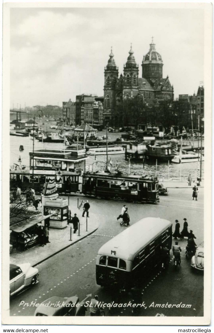 NEDERLAND  AMSTERDAM   Prince Hendrikkade  St. Nicolaaskerk  Tram Tramway  Autobus  Car VW - Amsterdam