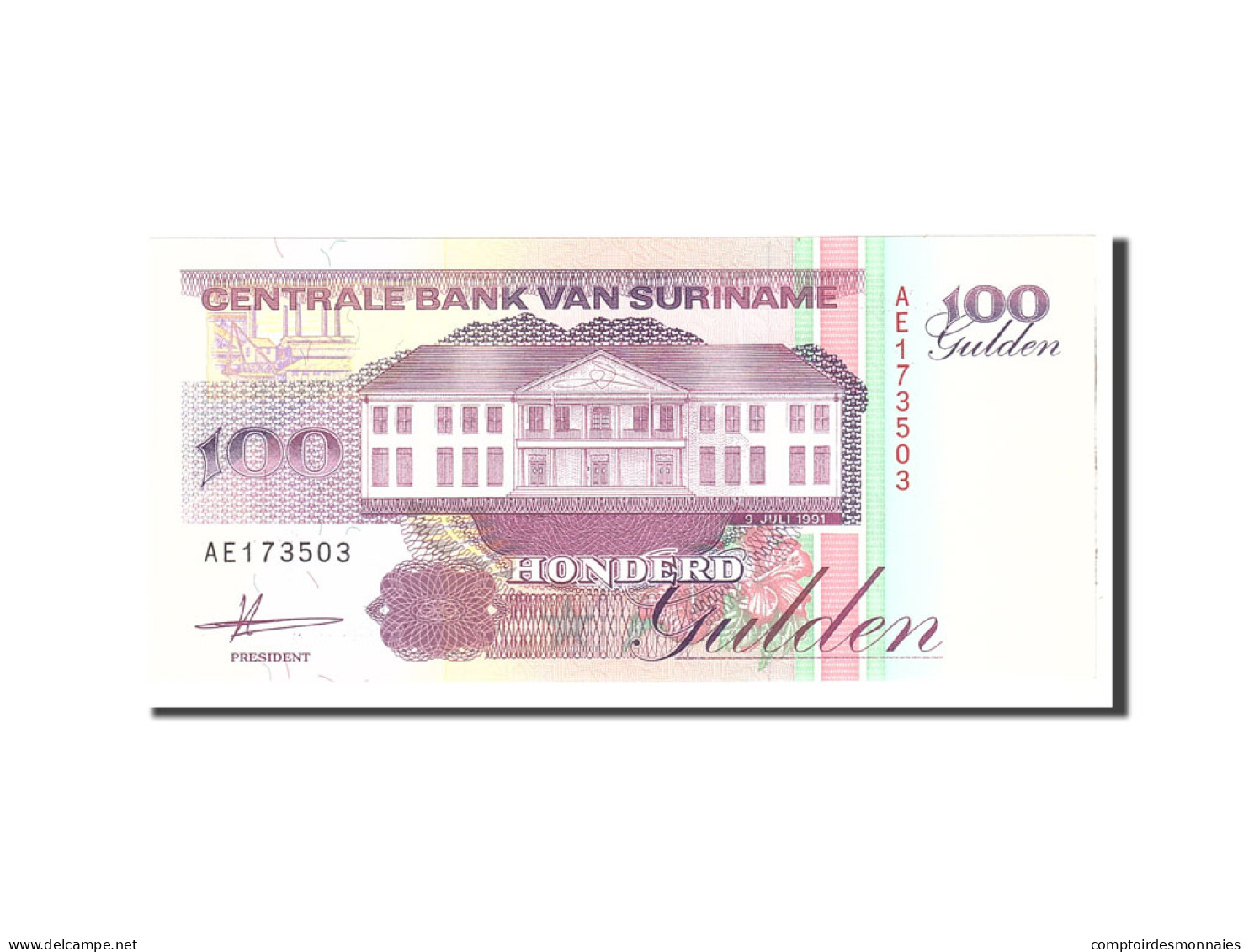 Billet, Suriname, 100 Gulden, 1991, 1991-07-09, KM:139a, NEUF - Surinam