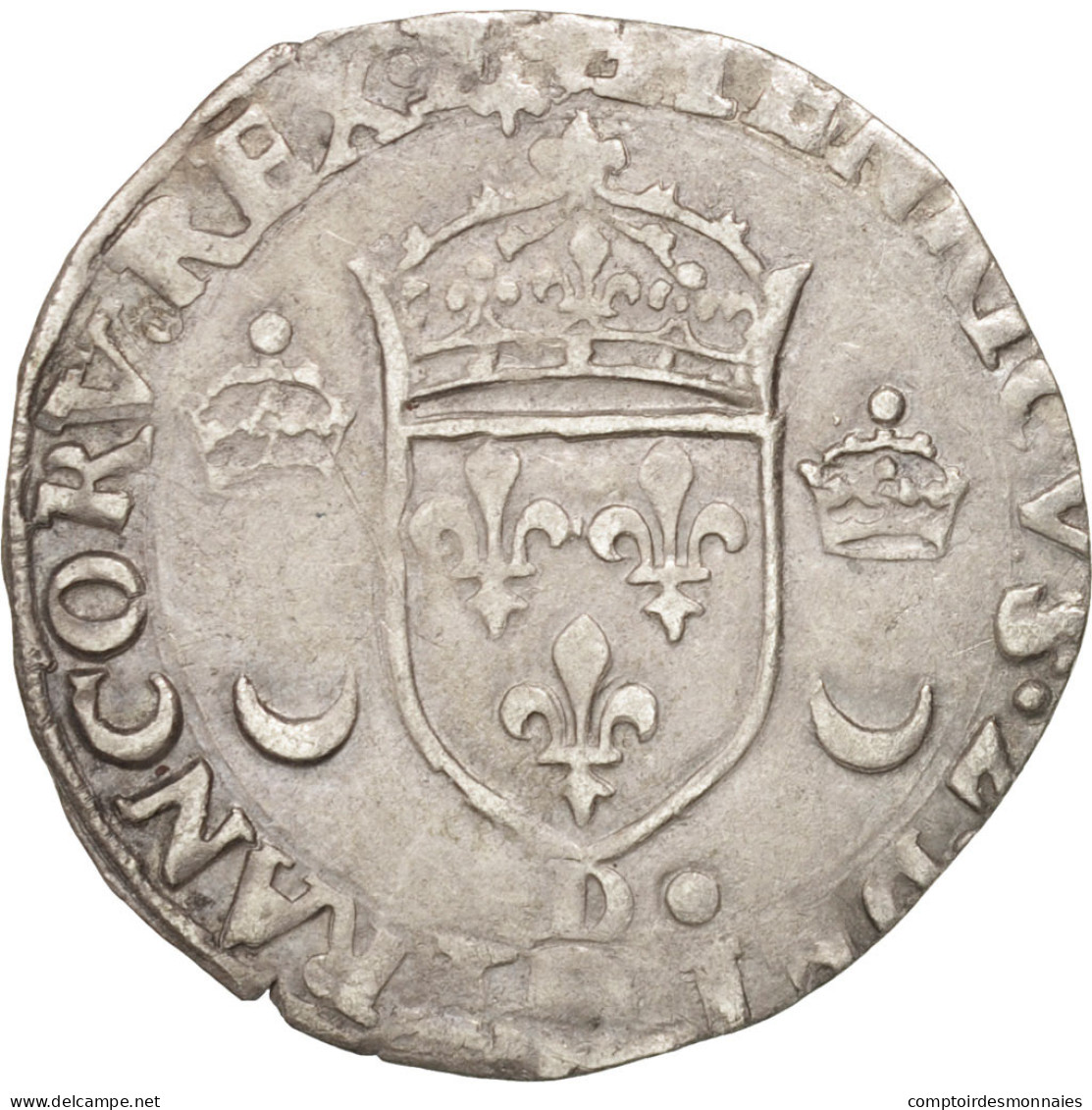 Monnaie, France, Douzain Aux Croissants, 1552, Lyon, TTB, Billon, Duplessy:997 - 1547-1559 Henri II