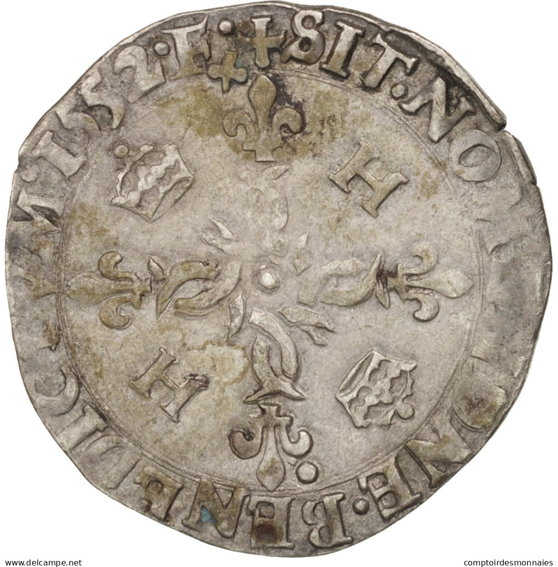 Monnaie, France, Douzain Aux Croissants, 1552, Lyon, TTB, Billon, Duplessy:997 - 1547-1559 Henri II