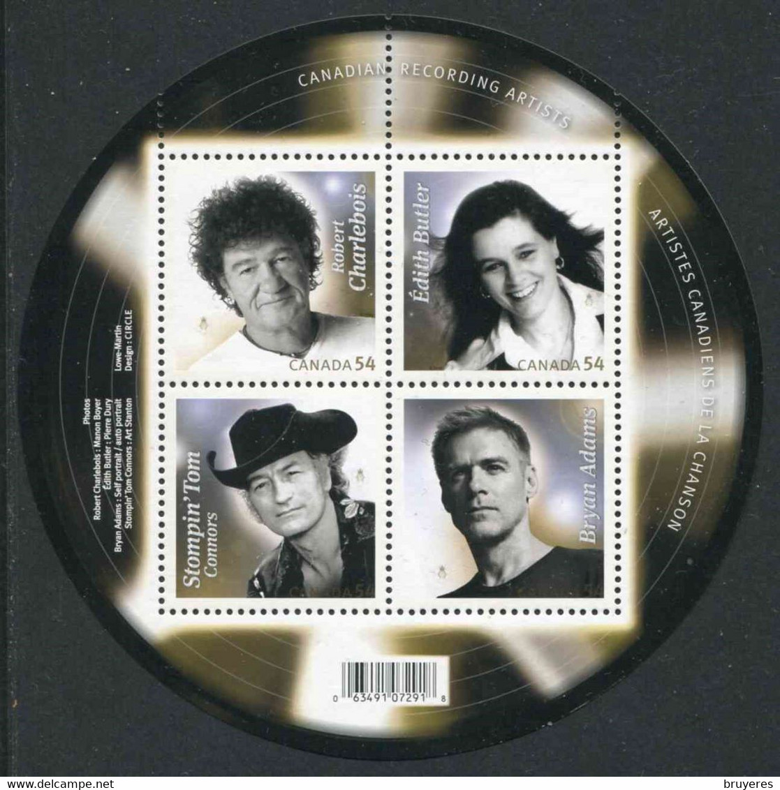 FEUILLET** De 2009 Du CANADA De 4 Timbres Gommés "ARTISTES CANADIENS DE LA CHANSON" - Blocs-feuillets