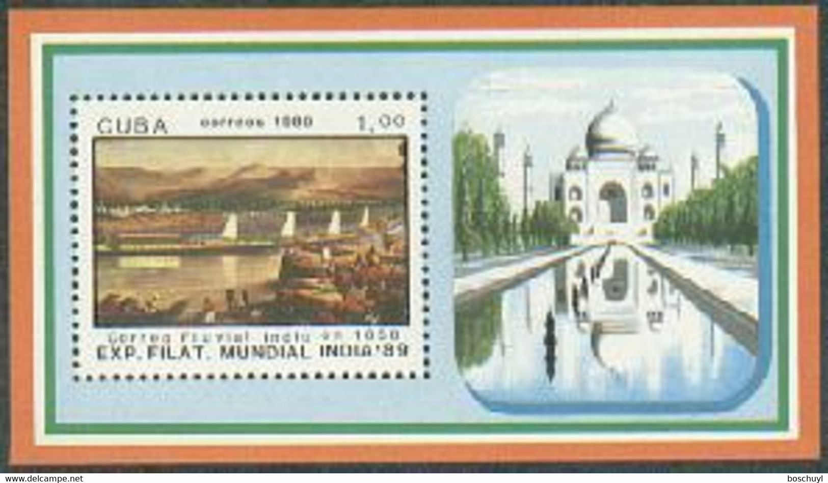 Cuba, 1989, India Stamp Exhibition, Painting, MNH, Michel Block 113 - Sonstige & Ohne Zuordnung