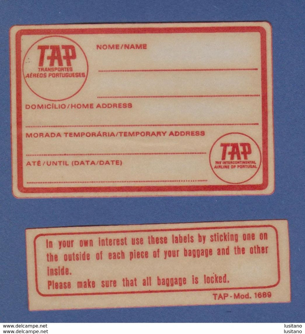 Tap Airlines Portugal Aviation Label Luggage And Instructions - Etiqueta De Bagagem 1960s - Baggage Labels & Tags