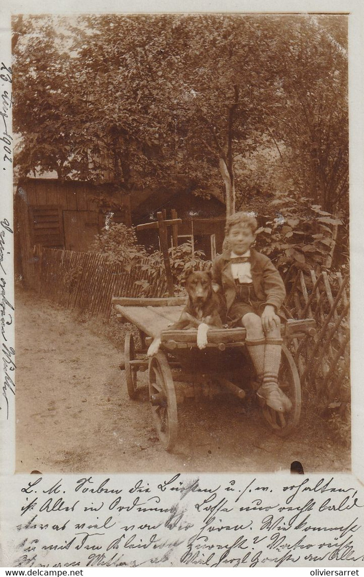 Carte Photo Enfant Et Son Chien - Fotografie