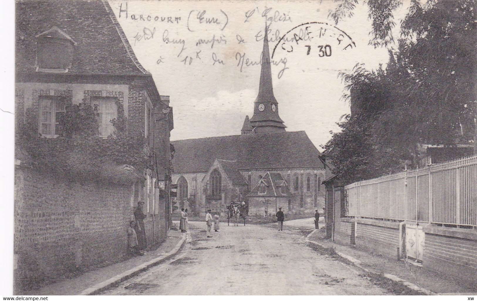 HARCOURT  27 / L'Eglise / Tampon Militaire Au Dos / Animation - Harcourt