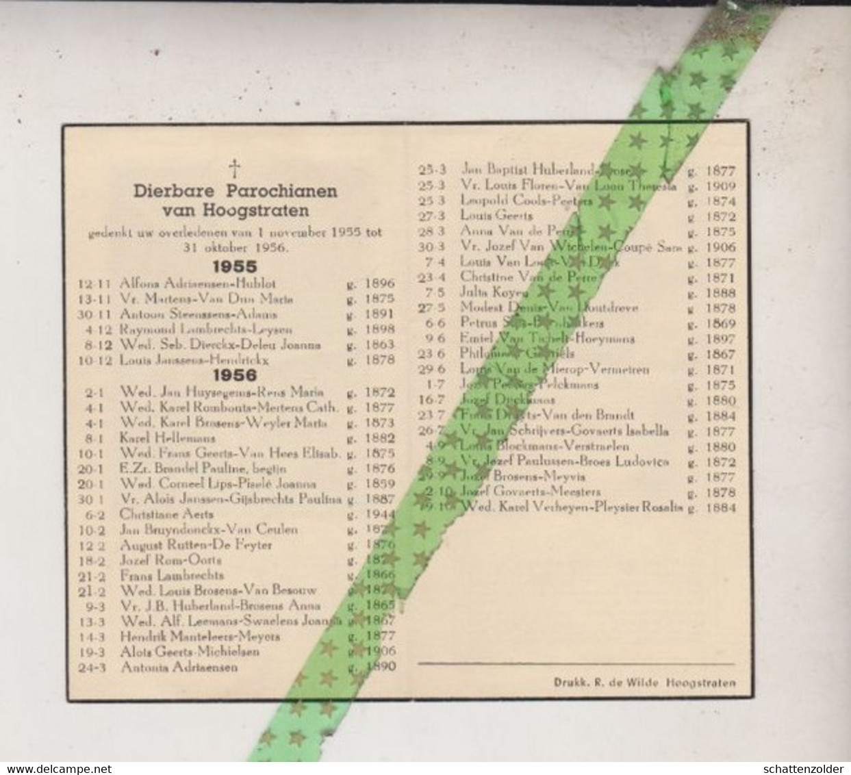 Overleden Parochianen Hoogstraten 1955-56 - Overlijden