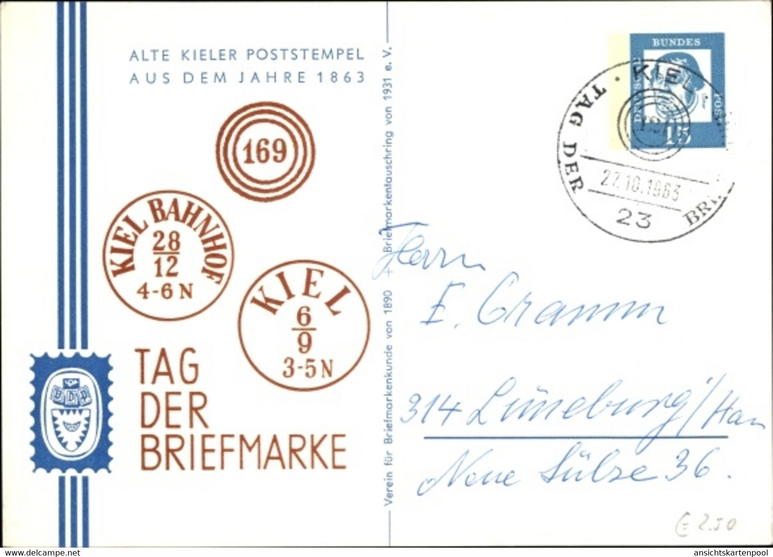 CPA Kiel In Schleswig Holstein, Tag Der Briefmarke 1963, Alte Kieler Poststempel Von 1863 - Altri & Non Classificati