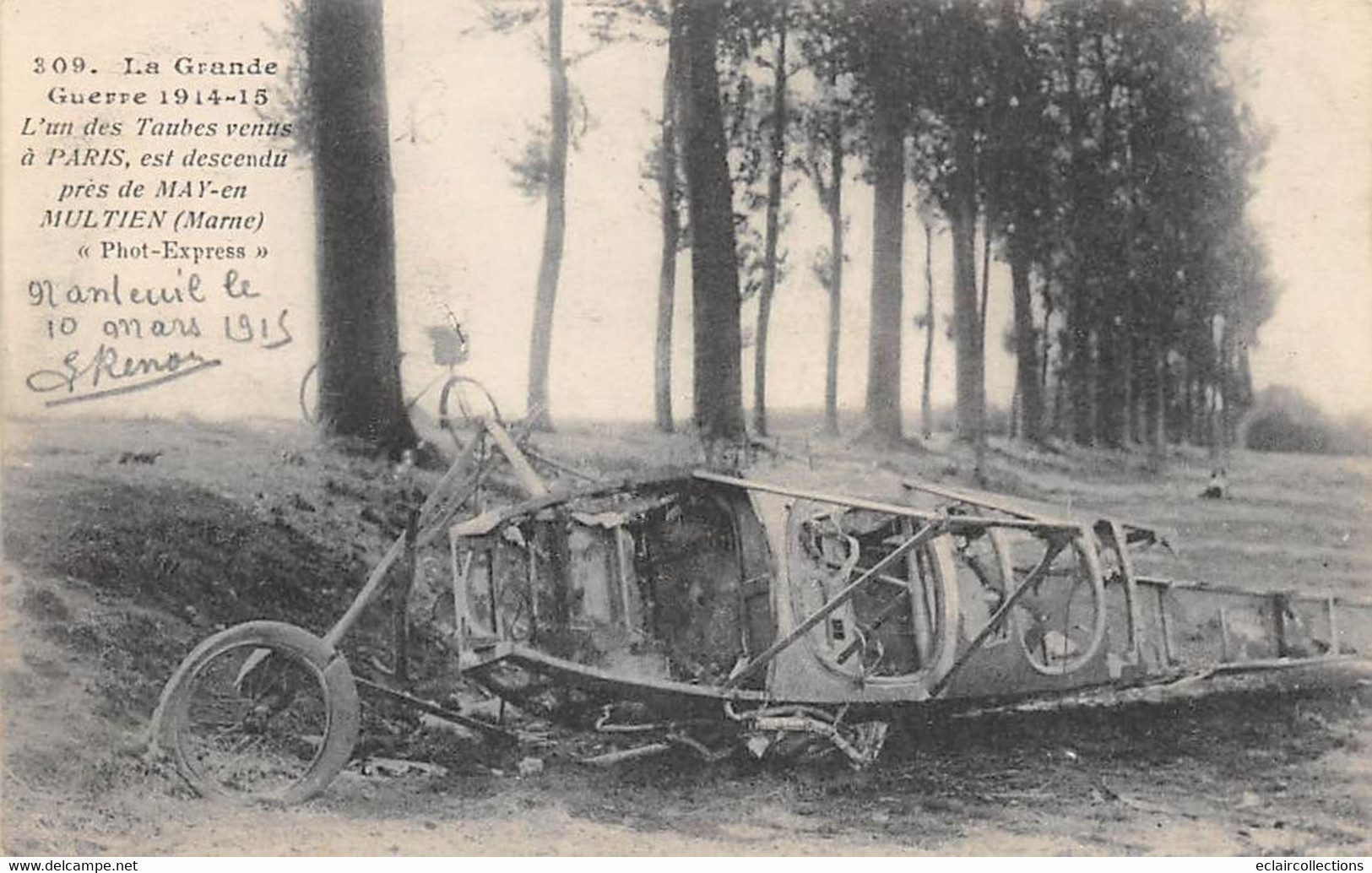 May En Multien       51        Guerre 14/18 .  Aviation . Un Taube Abattu         (voir Scan) - Autres & Non Classés