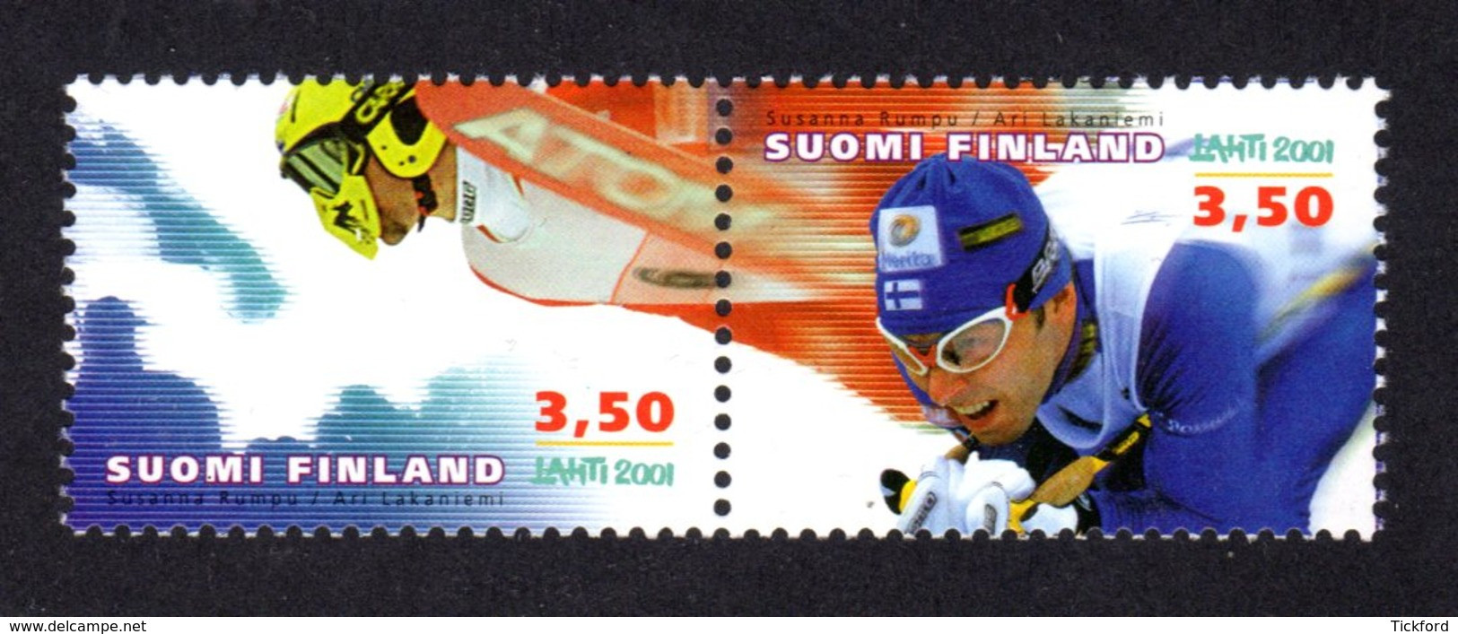 FINLANDE 2001 - Yvert N° 1518/1519 - Facit 1552/1553 - NEUF** MNH - Championat Du Monde De Ski - Unused Stamps