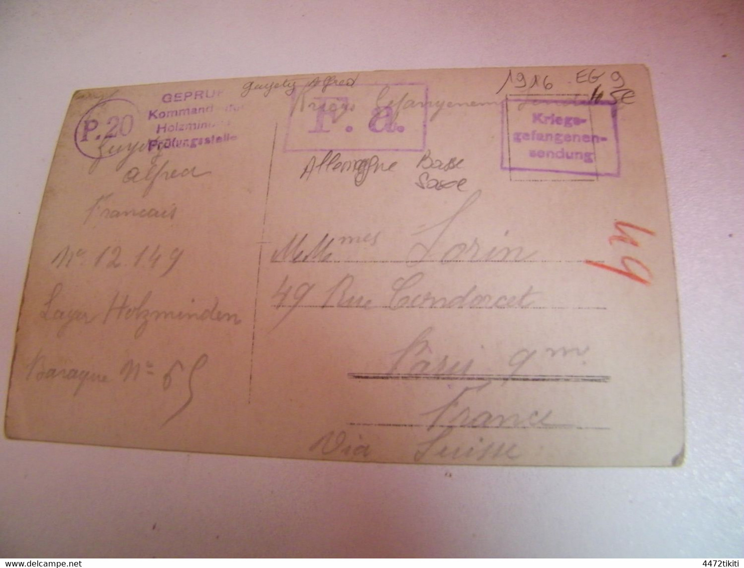 CPA - Carte Photo.- Allemagne - Guyyety Alfred Et Ses Camarades Prisonniers Au Camp D'Holzminden - 1916 - SUP - (EG 9) - Holzminden
