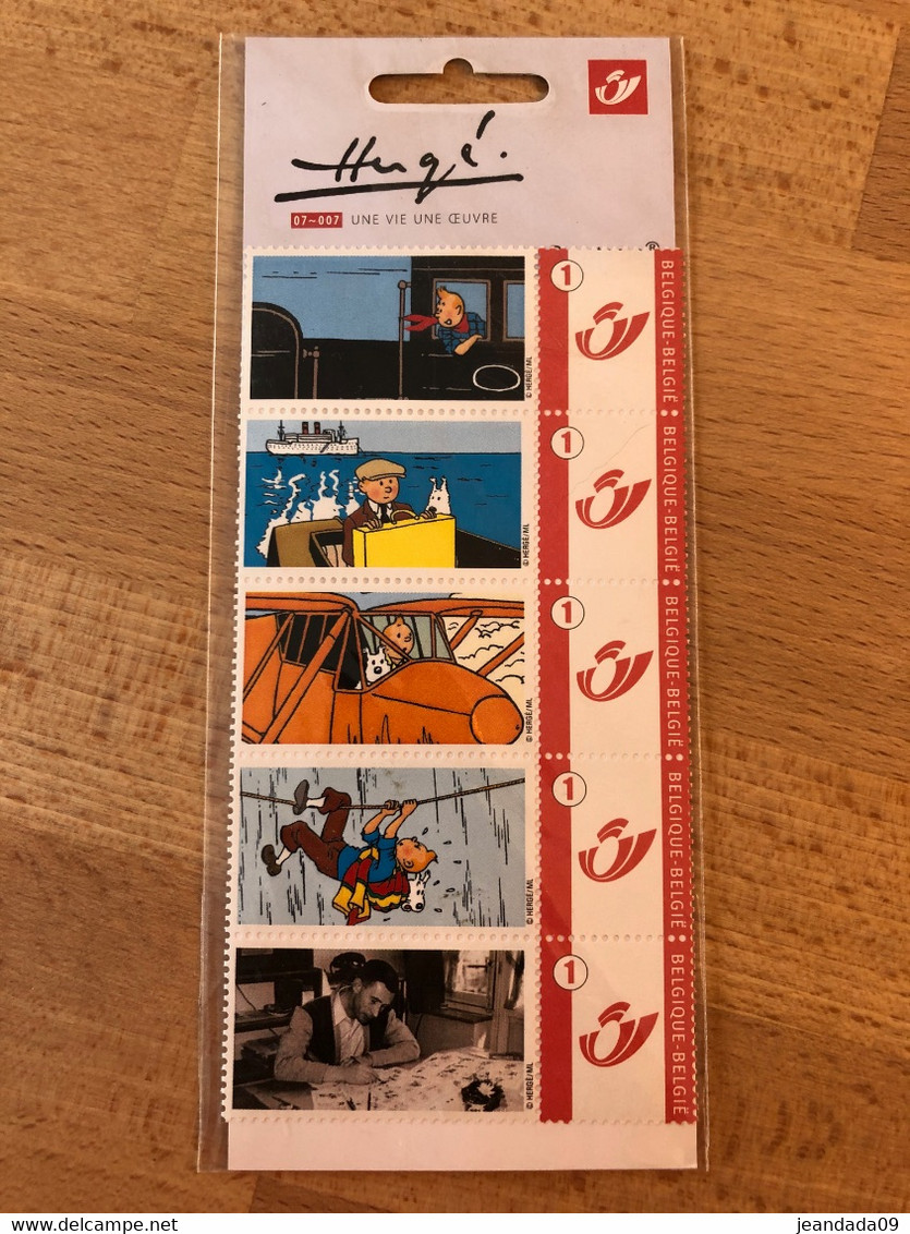 2007 Duostamp TINTIN 07-007 Une Vie Une Oeuvre Hergé Moulinsart 5 Timbres Personnalisés Train/bateau/avion.... - Neufs