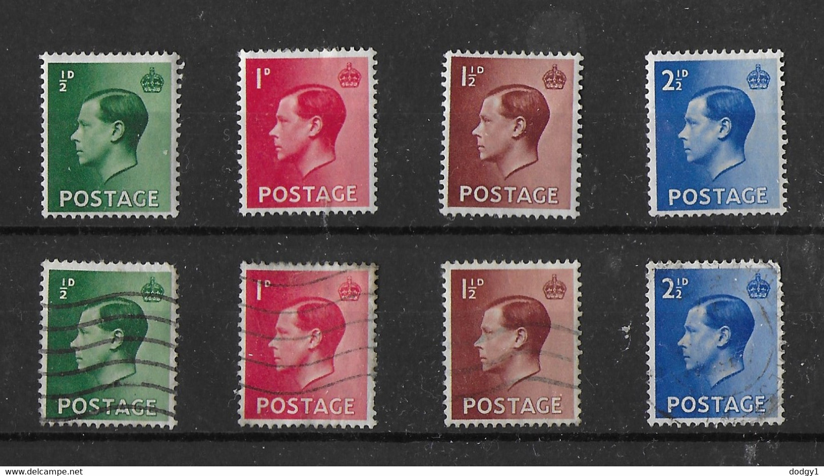 GB 1936 KING EDWARD VIII MOUNTED MINT AND USED SET. SG 457/460    Ch1 - Unused Stamps