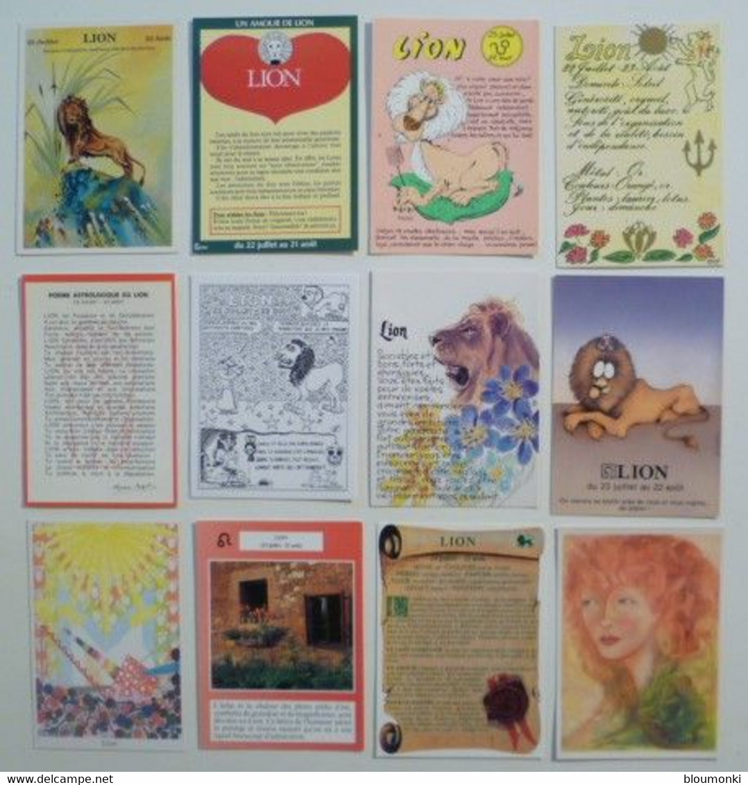 Lot De 12 Cartes Postales / Signe Du Zodiaque LION /f - Astrología