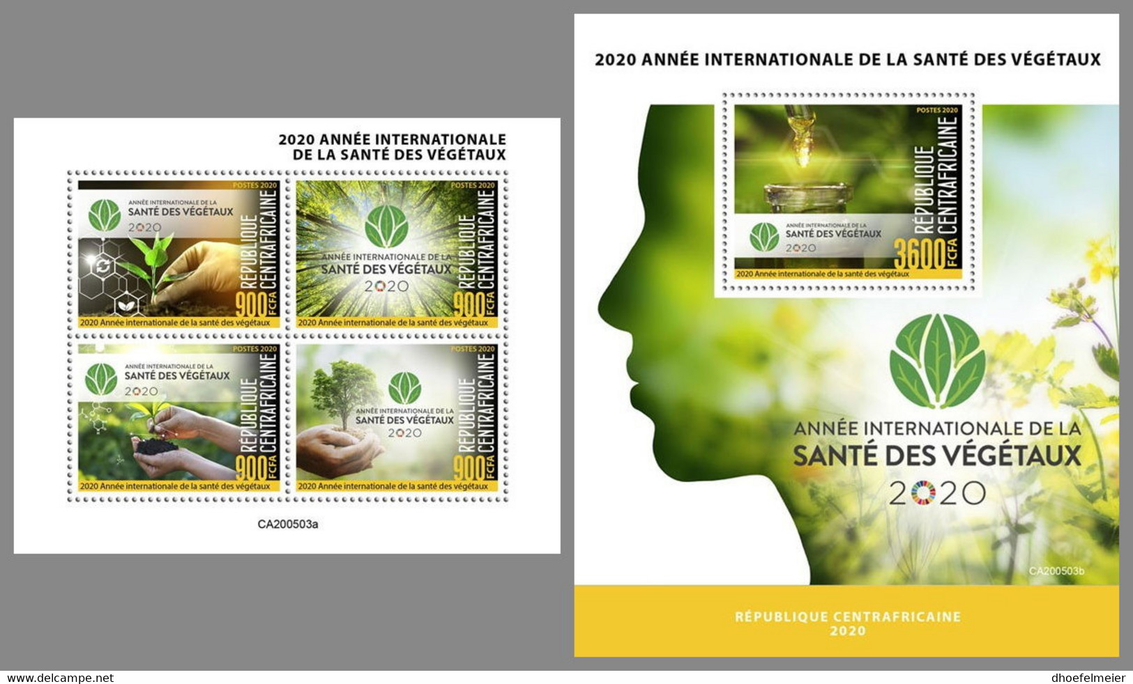 CENTRAL AFRICA 2020 MNH International Year Of Plant Health Pflanzengesundheit M/S+S/S - OFFICIAL ISSUE - DHQ2048 - Sonstige & Ohne Zuordnung