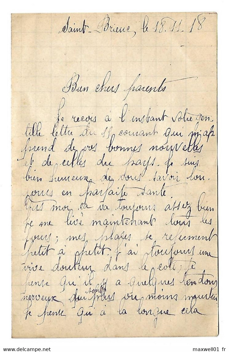 Lettre D'un Militaire à Sa Famille 20/11/1918 Saint-Jean-le-Vieux - Historical Documents